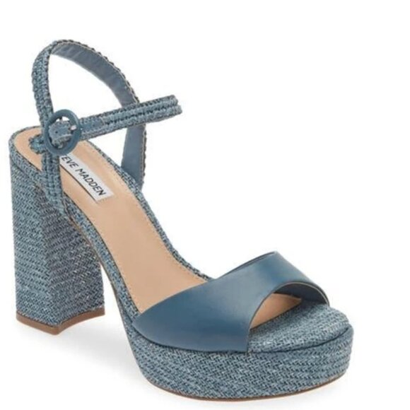 NEW Steve Madden Strada Espadrille Sandal (Women) 11M, BLUE RAFFIA - Picture 1 of 10